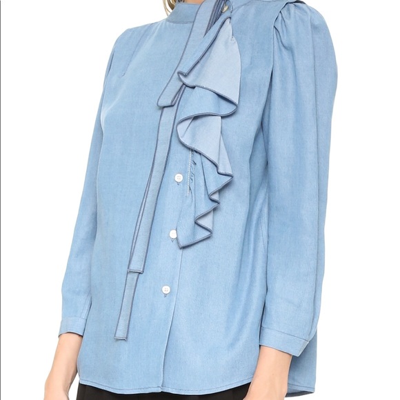 Marc Jacobs Ruffle Chambray Blouse - Picture 3 of 8